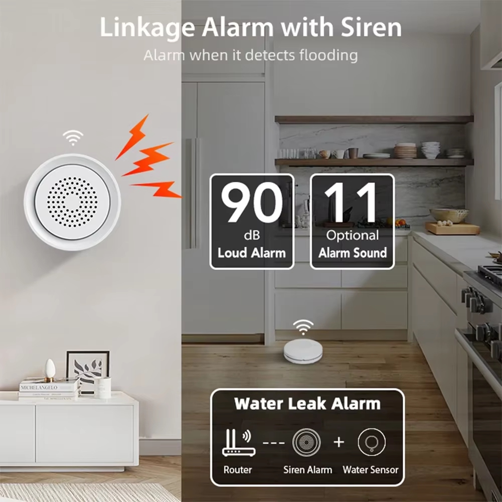 Home Automation Kit - BTLIFE-Siren Alarmlı Su Kaçağı Dedektörü Wifi