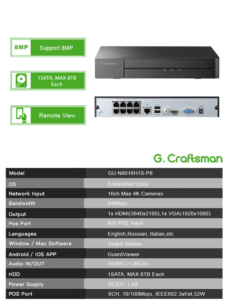 C-U,8CH POE Ağ Video Kaydedici - Smart Home Microsoft incelemesi ve fiyatı